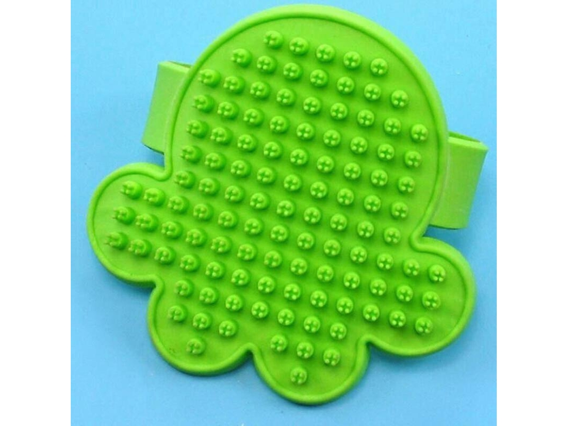 Escova Silicone Banho Pet Massagem Verde
