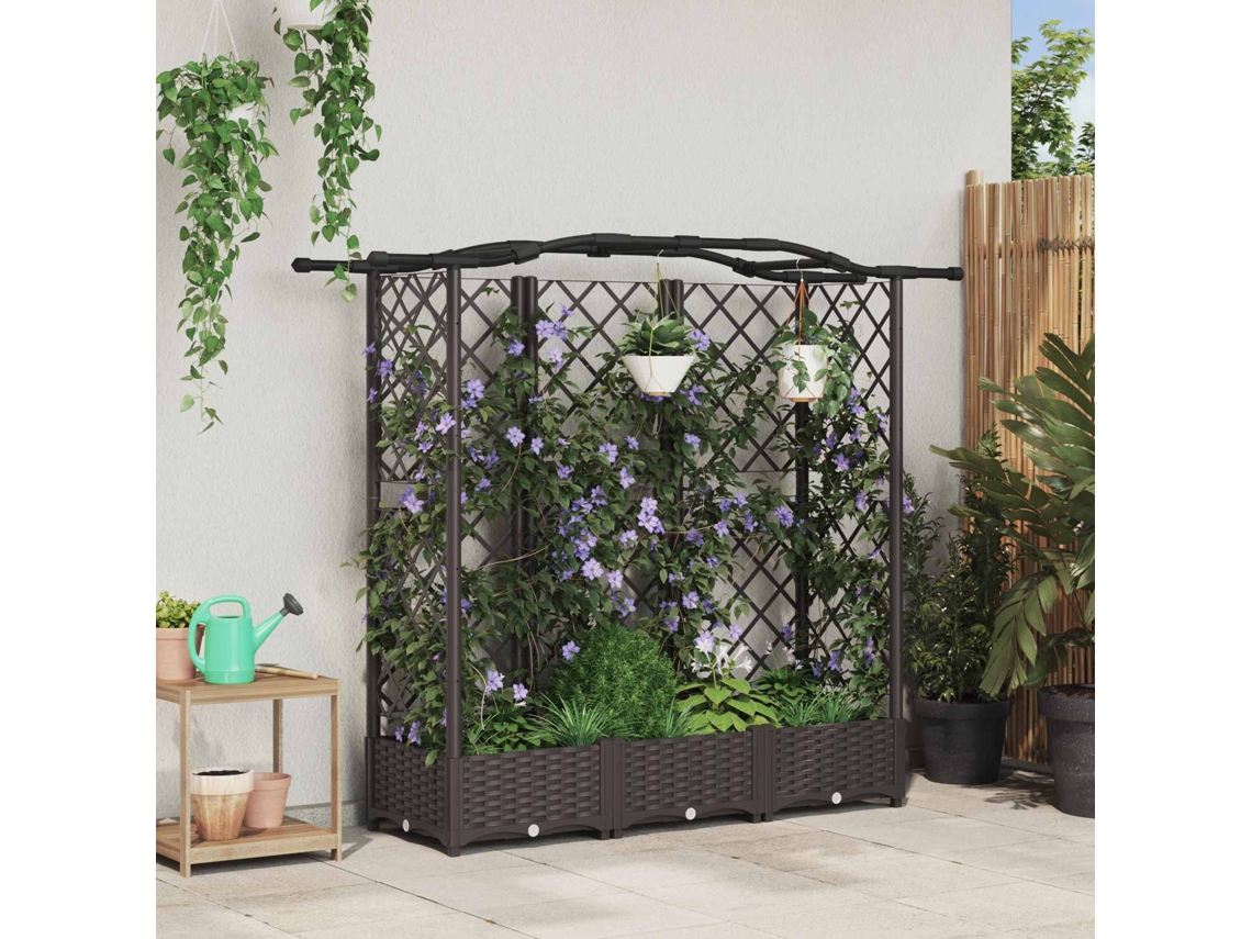 Vidaxl Cama Elevada Com Treliça E Telhado Castanho 163 X 40 X 123 Cm