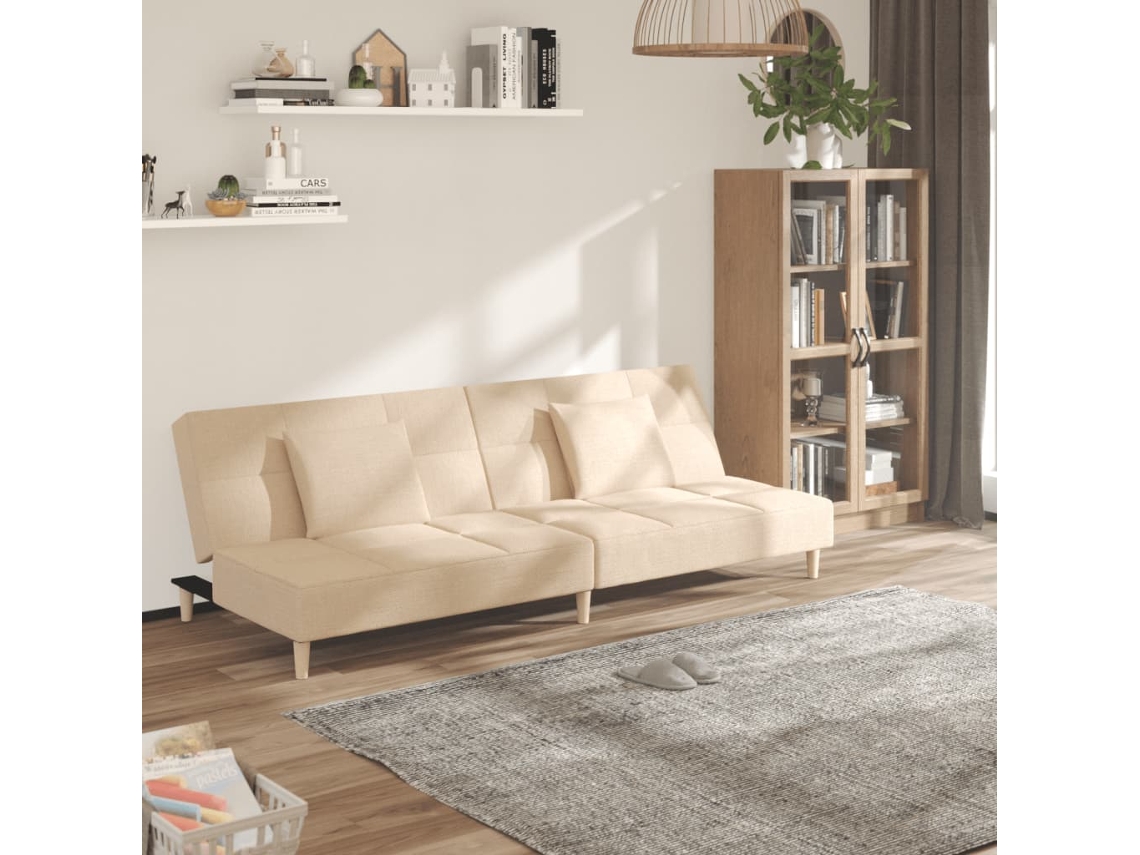 Sofá Cama Sofá Conversível Duas Lovely Home Madeira Tecido Bege (200x84.5x69cm)
