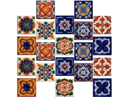 Conjunto De 20 Adesivos Autocolantes Para Azulejos Com Estampa Mexicana Para Decoração.