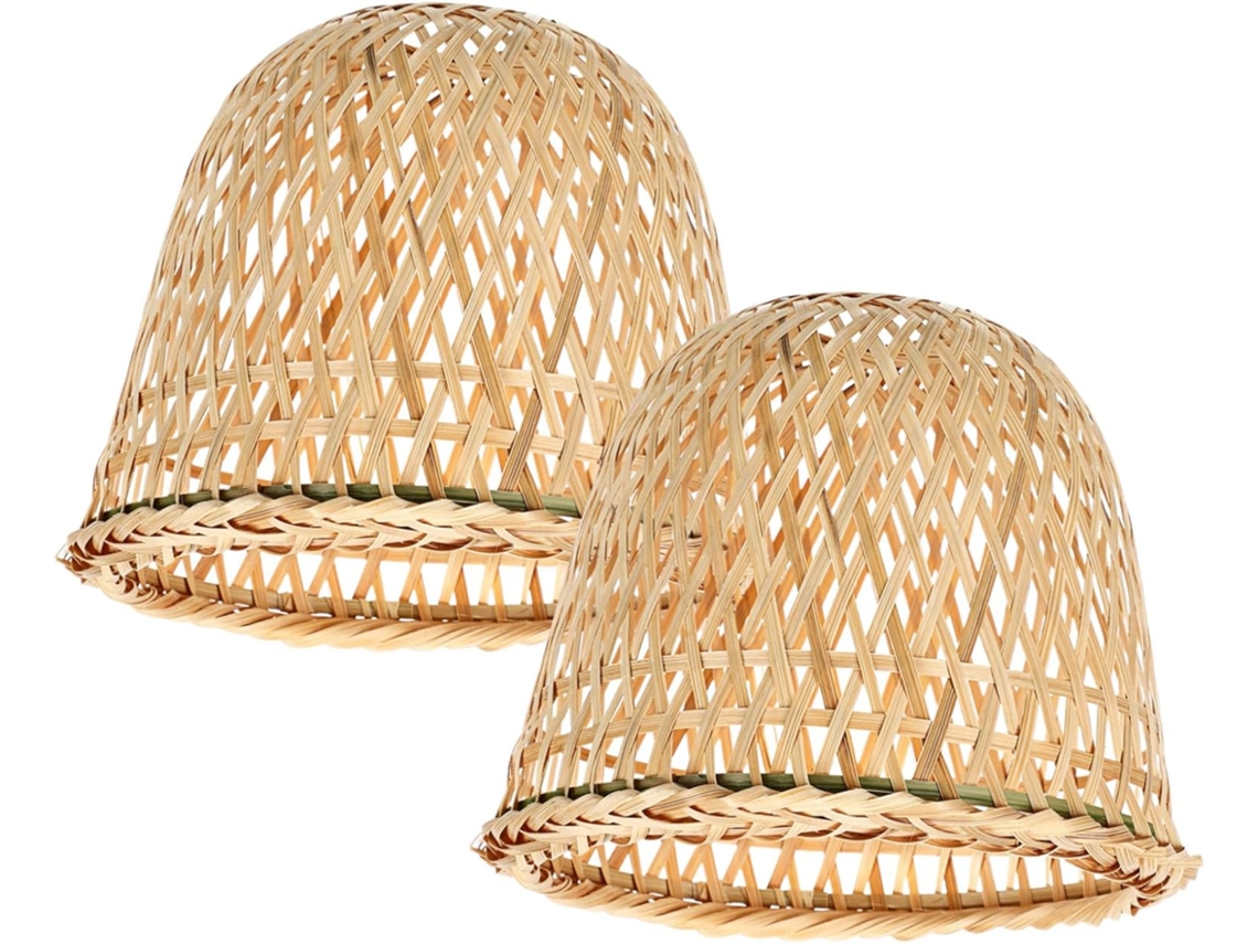 Conjunto de 2 Luminárias Suspensas de Vime e Bambu em Estilo Rústico, Versáteis e com Estrutura Simples. SFUSHOS