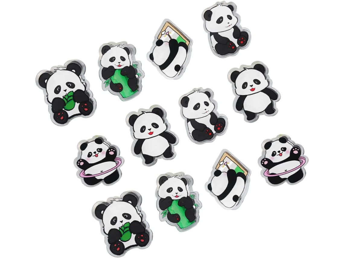 Abaodam Conjunto de 12 Clipes de Acrílico Decorativos com Design de Panda, Multiuso para Mesa e Festas, Clipes de Papel Seguros