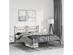 Vidaxl Estrutura De Cama Com Cabeceira E Pés 150x200 Cm Metal Preto