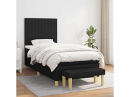 Vidaxl Cama Com Molas/colchão 90x200 Cm Tecido Preto