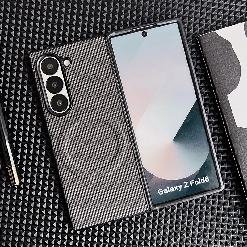 (para Z Fold 3 Cinza) Compatível Com Capa Protetora Magnética Da Samsung, Capa Traseira Em Couro Pu Com Textura De Fibra De Carbono
