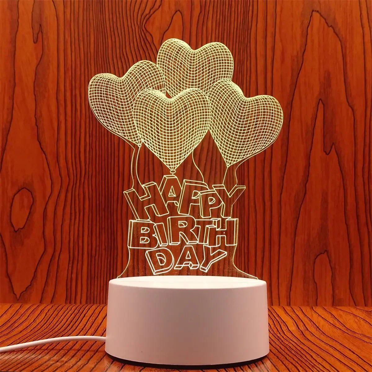Luminária Noturna Led Usb 3d em Acrílico , Ideal para Decoração de Casa e Quarto. MDUG (3 Cores)