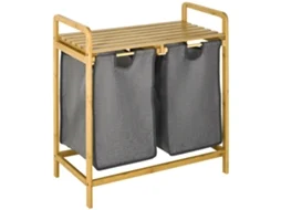Cesto de Roupa Bambu e Tecido Não Tecido Cor Madeira e Cinza 63,5x33x73 cm Homcom