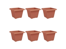 Conjunto 6 Vaso Moderno Vidaxl Vermelho Plástico (28,5 X 28,5 X 22 Cm)