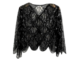 _poncho de Festa Temática Anos 20 com Lantejoulas e Strass Acessório para Festas Vintage