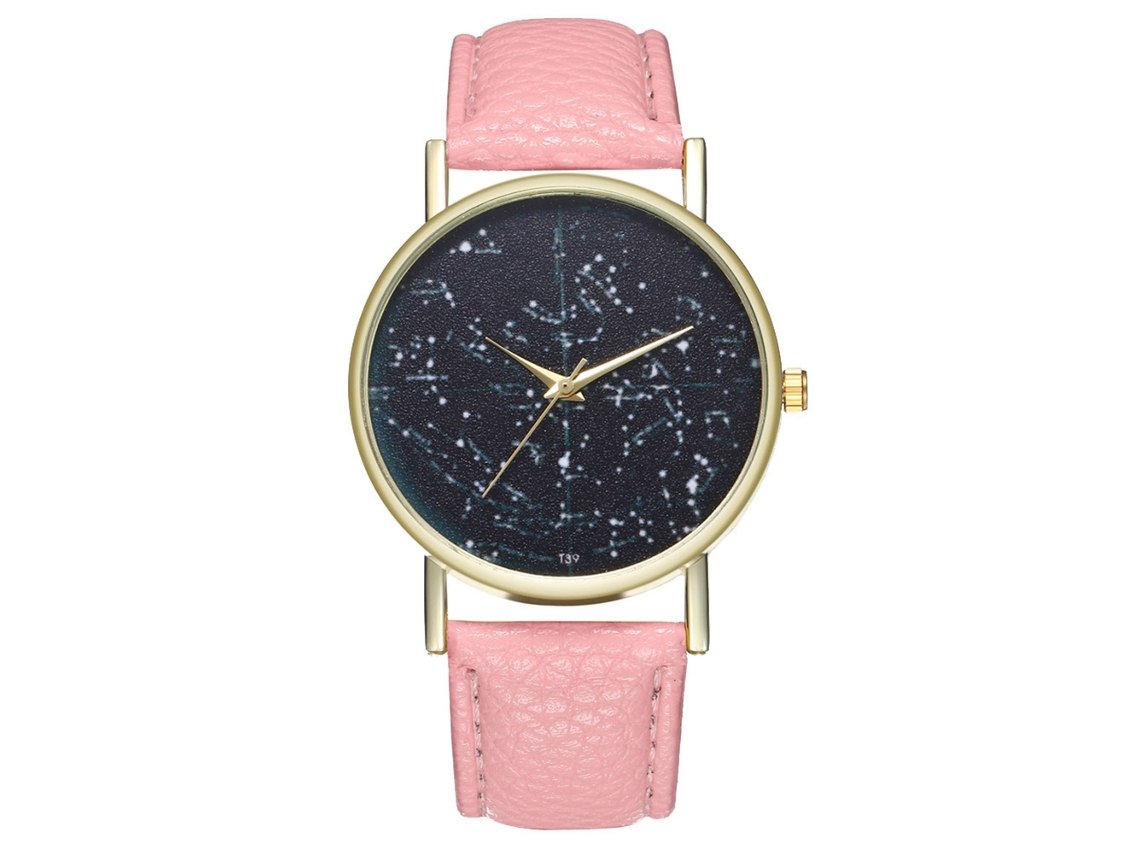 Relógio analógico Zhoulianfa de quartzo rosa para mulheres/homens com pulseira de PU