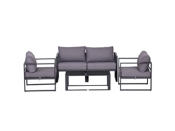 Conjunto De Jardim 4 Peças Cinza Com Almofadas E Mesa Com Armazenamento 138x69x63 Cm