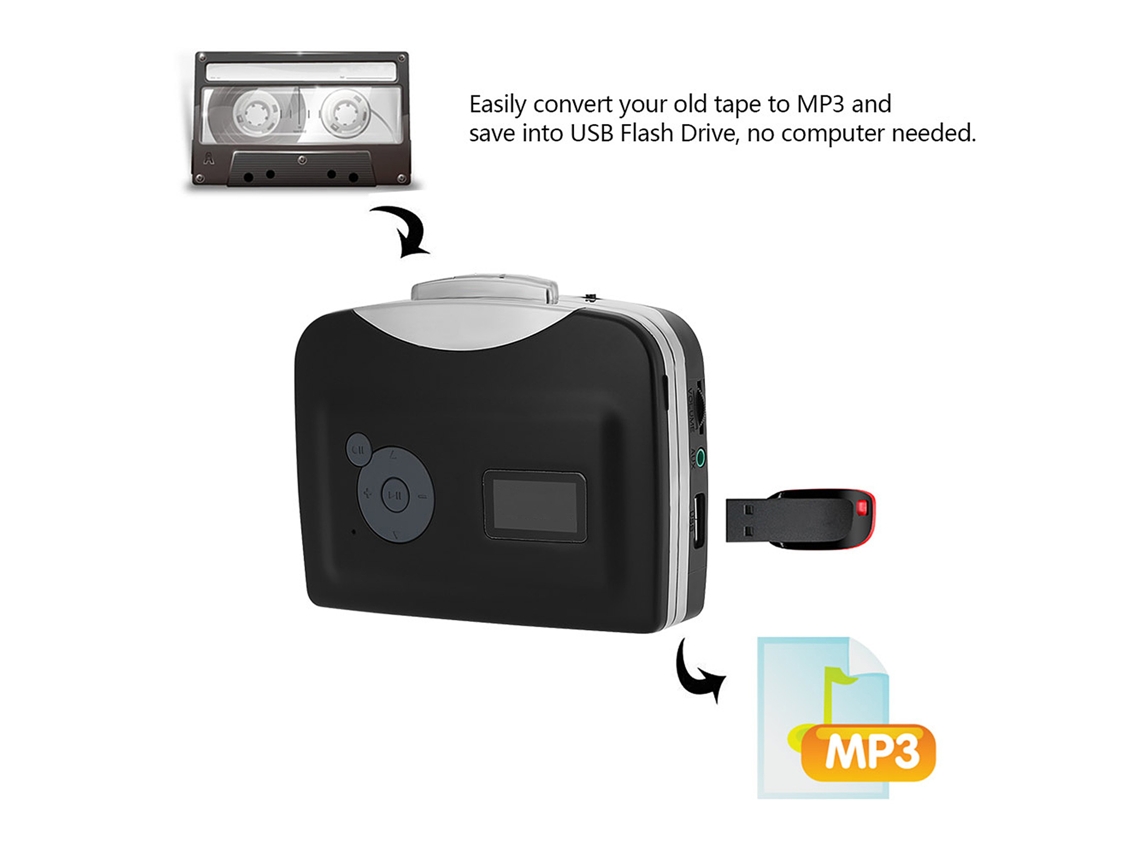 Conversor Cassette Para Mp3 Com Gravação Automática E Salvamento Em Pen Drive