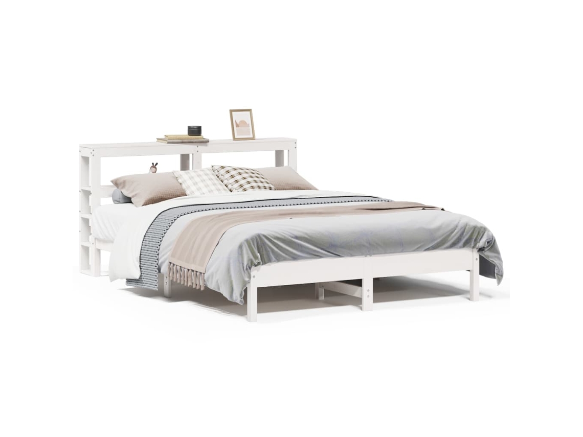 Bed Frame, Bed Frames Vidaxl Branco Madeira De Pinho (135 X 190 Cm)
