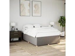 Vidaxl Cama Sem Colchão 140x190 Cm Tecido Castanho-acinzentado