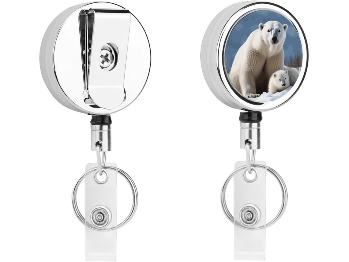 Porta Crachá Retrátil De Urso Polar, Porta Crachá Divertido Enfermeiras Com Clipe, Chaveiro Fofo Crachá De