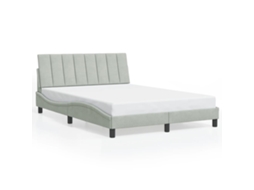 Bed Frame, Bed Frames Vidaxl Cinzeto Madeira Processada (140 X 200 Cm)