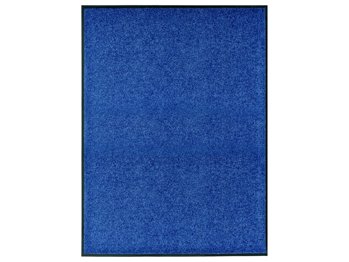 Vidaxl Tapete De Porta Lavável 90x120 Cm Azul