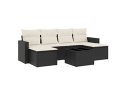 Maison Exclusive - 7 Pcs Conjunto De Sofás P/ Jardim C/ Almofadões Vime Pe Preto