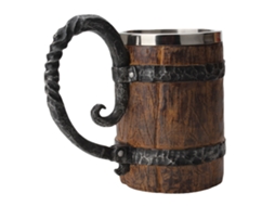 Copo de Cerveja Duplo Simulation Barrel 550ml Inox Resina Personalizado para Escritório
