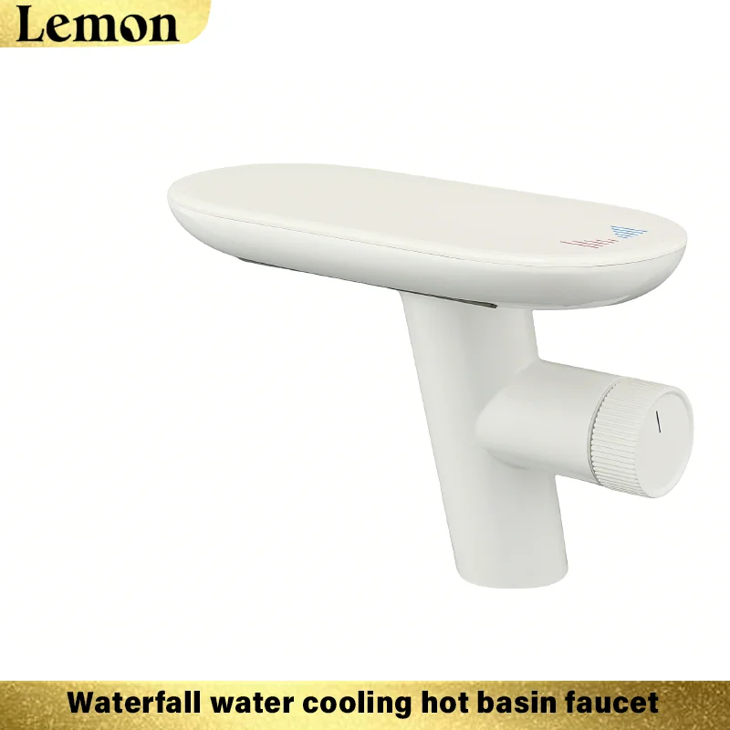 (branco-creme) Torneira Minimalista Para Lavatório Estilo Cascata, Com Dupla Função Para Água Quente E Fria.