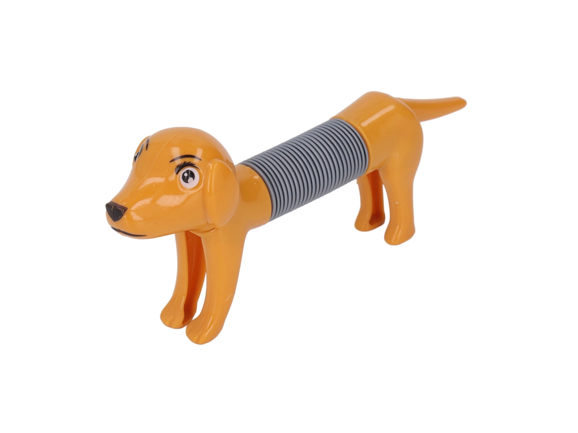 Brinquedo antiestresse em formato de tubo explosivo, com desenho de cachorrinho, colorido, flexível e elástico, para crianças, cor cáqui escuro.
