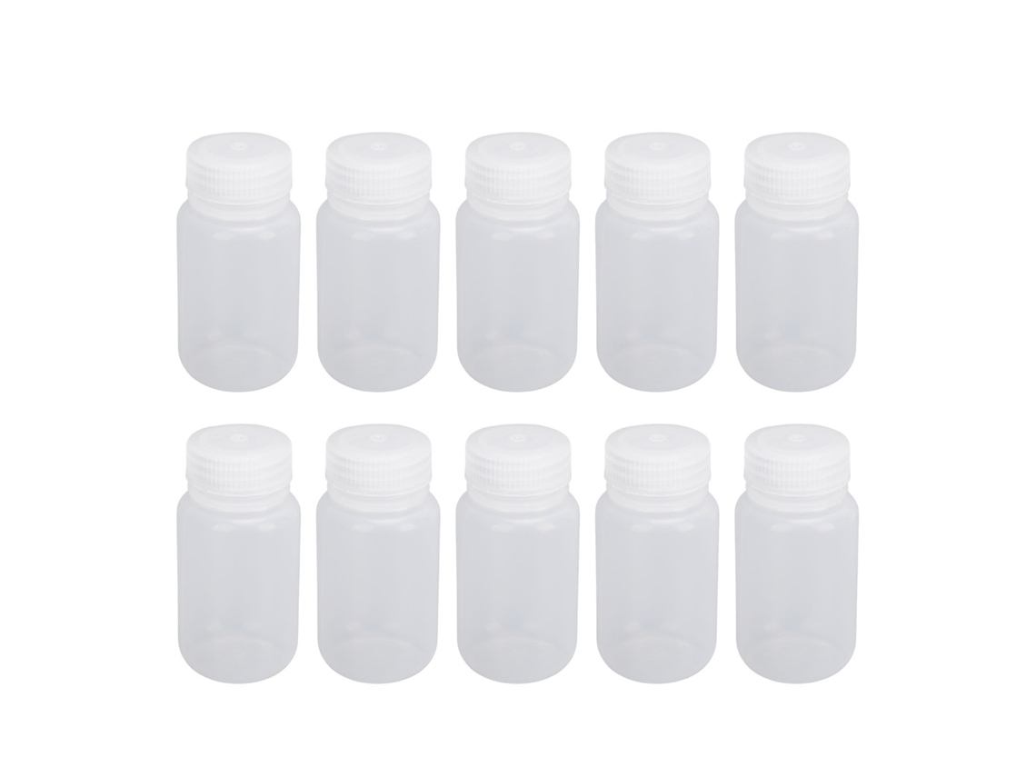 10 Frascos De Reactivos Plásticos De Boca Ancha De 60ml Para Laboratório Com Tampa Espiral Selada