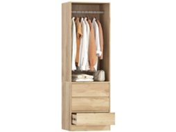 Guarda-roupa com Prateleira Aberta e 3 Gavetas em Madeira Teca 60x48,5x185cm S/MARCA