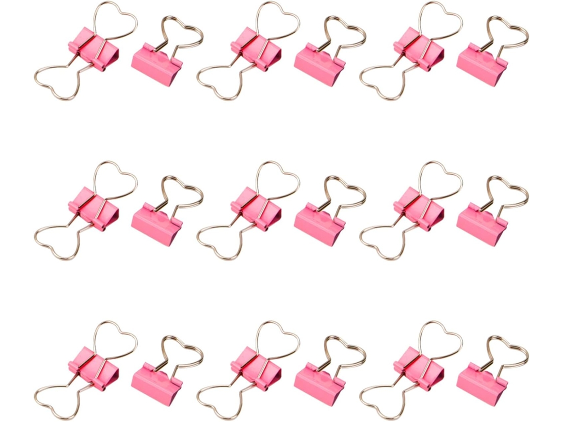 Clips metálicos resistentes Coheali, em formato de coração, rosa, 18 unidades para organizar documentos escolares.