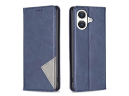 Capa Para Iphone 17 Com Compartimentos Para Cartões, Design Geométrico Em Couro Sintético - Lingling Azul