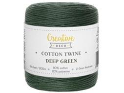 Corda Macramé Verde Profundo 3Mm X 200M Fio de Algodão e Poliéster /- 0 5 Mm Espessura Fio Natural CREATIVE DECO