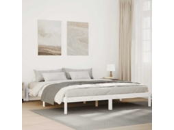 Vidaxl Cama Extra Longa Sem Colchão 180x220 Cm Pinho Maciço Branco