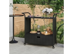 Carrinho De Bar Com Gaveta 100x45x97 Cm Vime Pe Preto Lovely Home