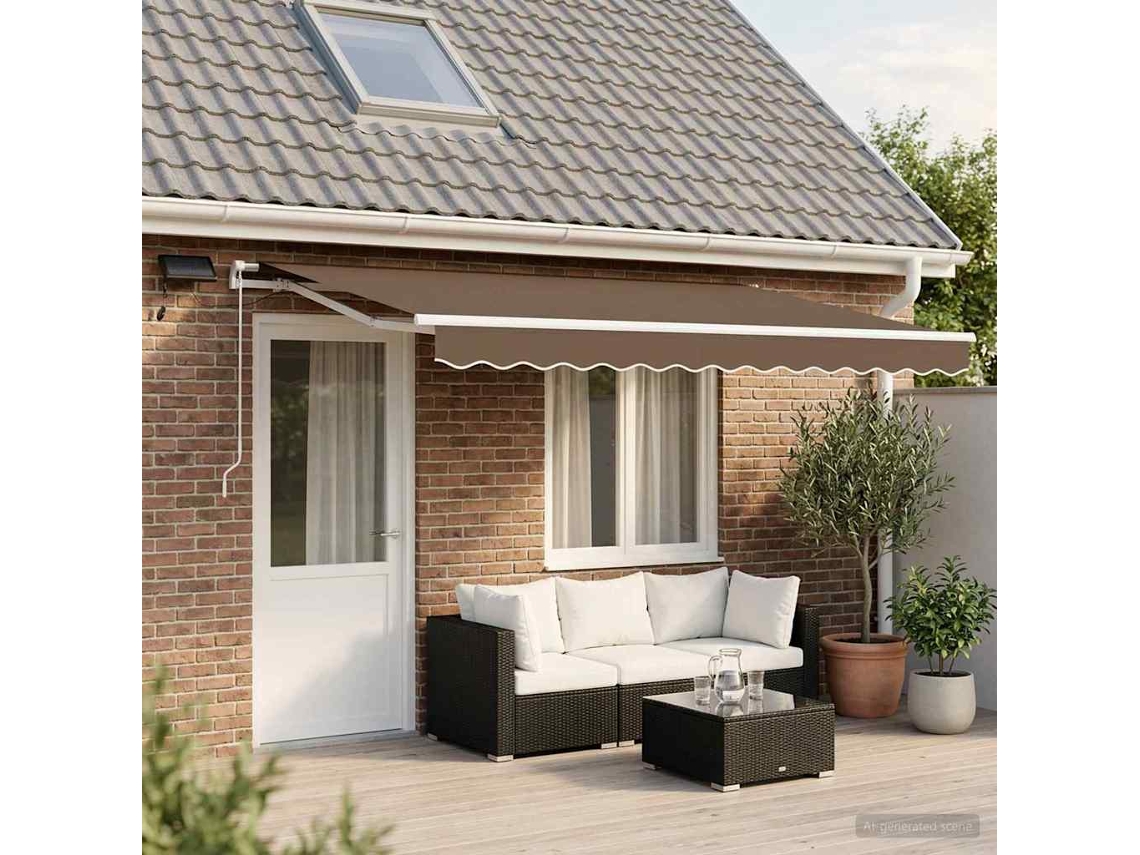 Vidaxl Toldo Retrátil Cinzento-acastanhado 400 × 350 Cm