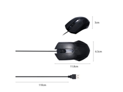 Rato Óptico Com Fio Usb De 3 Botões Com Cabo De 1,1m, Design Ergonômico Para Windows E Macos