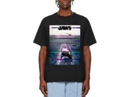 Rockinstone Jaws Movie Glitchy Black Adult T-shirt Size:s