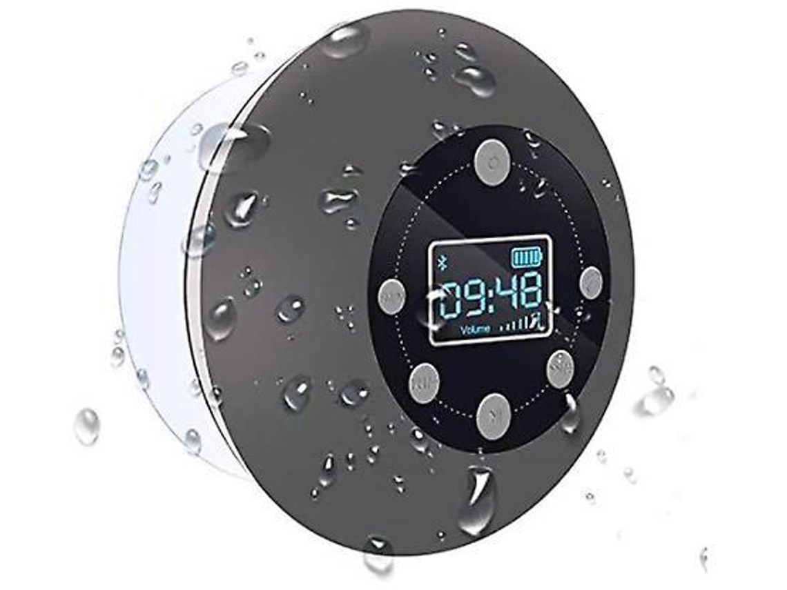 Alto Falante Rádio Chuveiro Bluetooth 5.0 Ipx7 Lcd Relógio Sd Card Iphone/samsung Preto Yizhood