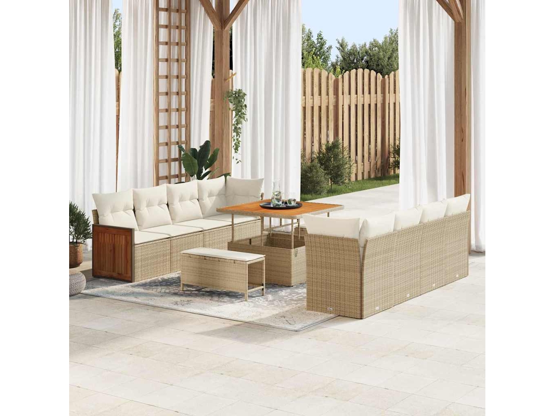 Vidaxl Conjunto De Sofá De Jardim Bege E Creme 231 X 224 X 85 Cm