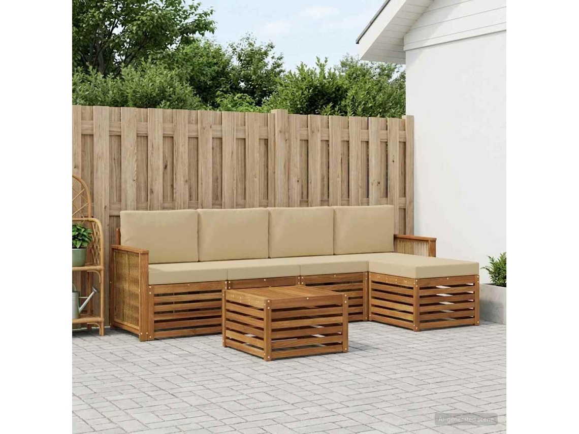 Vidaxl Conjunto De Sofás Para Exterior 6 Pcs Natural E Bege