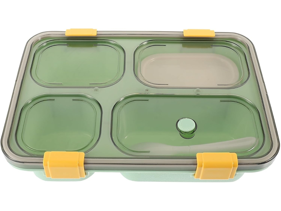 Recipiente Reutilizável Verde Em Pp Com Divisórias, 1300ml
