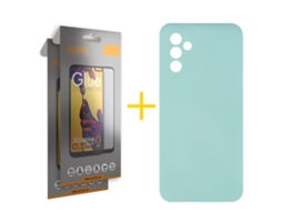 Pack 2 x Película de Vidro Temperado Full + Capa ACCETEL Samsung Galaxy A26 5G Silicone Líquido Verde-Água