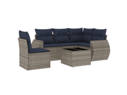 Conjunto de Sofá de Jardim, 6 Peças, Almofadas, Rattan Cinza MAISON EXCLUSIVE