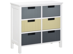 Cômoda Multicolorida 62x28x58cm com 6 Gavetas, Pernas Elevadas e Design Moderno para Quarto, Sala e Banheiro. Ge