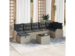 Vidaxl Conjunto De Sofá De Jardim 8 Unid. Cinzento-claro Vime Pe