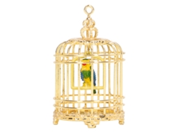 Mali gaiola de Pássaro Miniatura de Metal para Casinha de Bonecas 1/12 1/6 Decoração Prop Gold