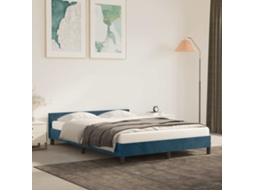 Vidaxl Estrutura De Cama Sem Colchão 140x190 Cm Veludo Azul-escuro