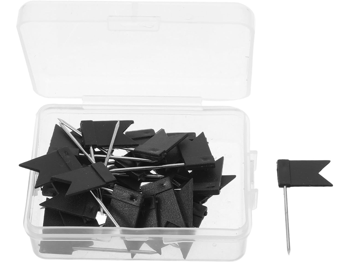 Conjunto De 60 Tachinhas Pretas Decorativas Em Formato De Bandeira Para Mapas De Viagem, Itens De Poliestireno E Aço, Ideais