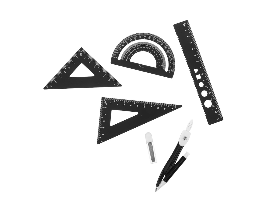 Conjunto De Réguas Triangulares Pretas Em Liga Alumínio 1