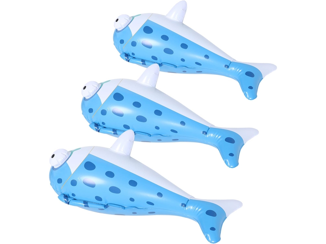 Conjunto de 3 Peixes Infláveis Flutuantes, de Inflagem Rápida, Portáteis, para Banheira e Piscina, CHABERLU