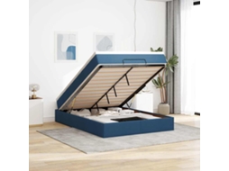 Vidaxl Estrutura De Cama Otomana Com Colchão 140x190cm Tecido Azul