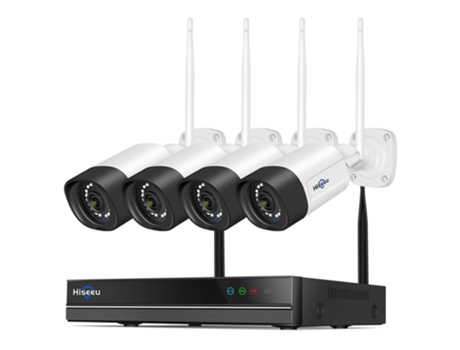 Sistema de Câmaras de Segurança Wifi HISEEU Nvr de 10 Canais Vídeo Hd de 5 Mp 24/7 Time Record Visão Noturna Colorida Detecção de Movimento Humano
